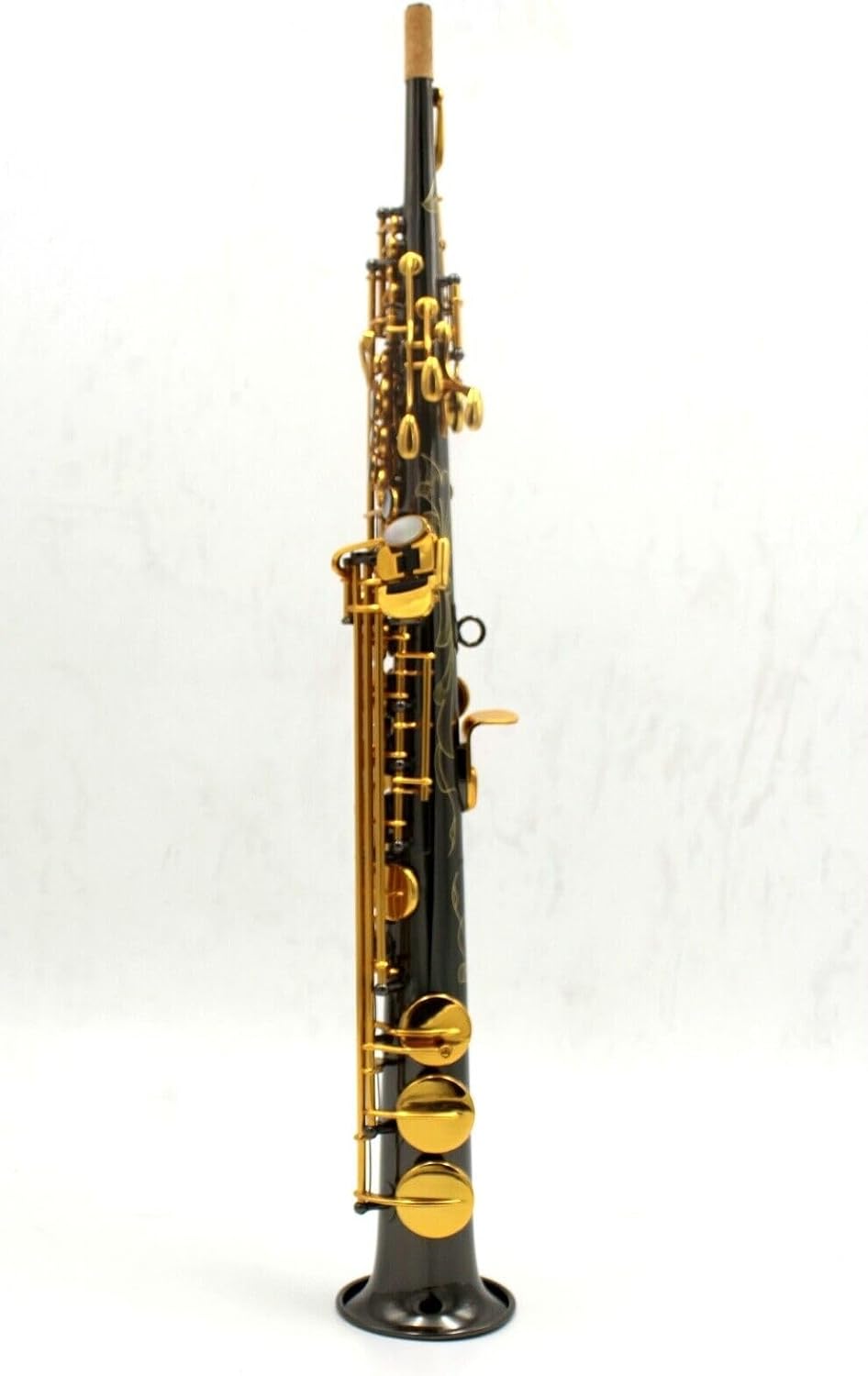 Eastern music black nickel plated straight soprano saxophone gold keys w/case