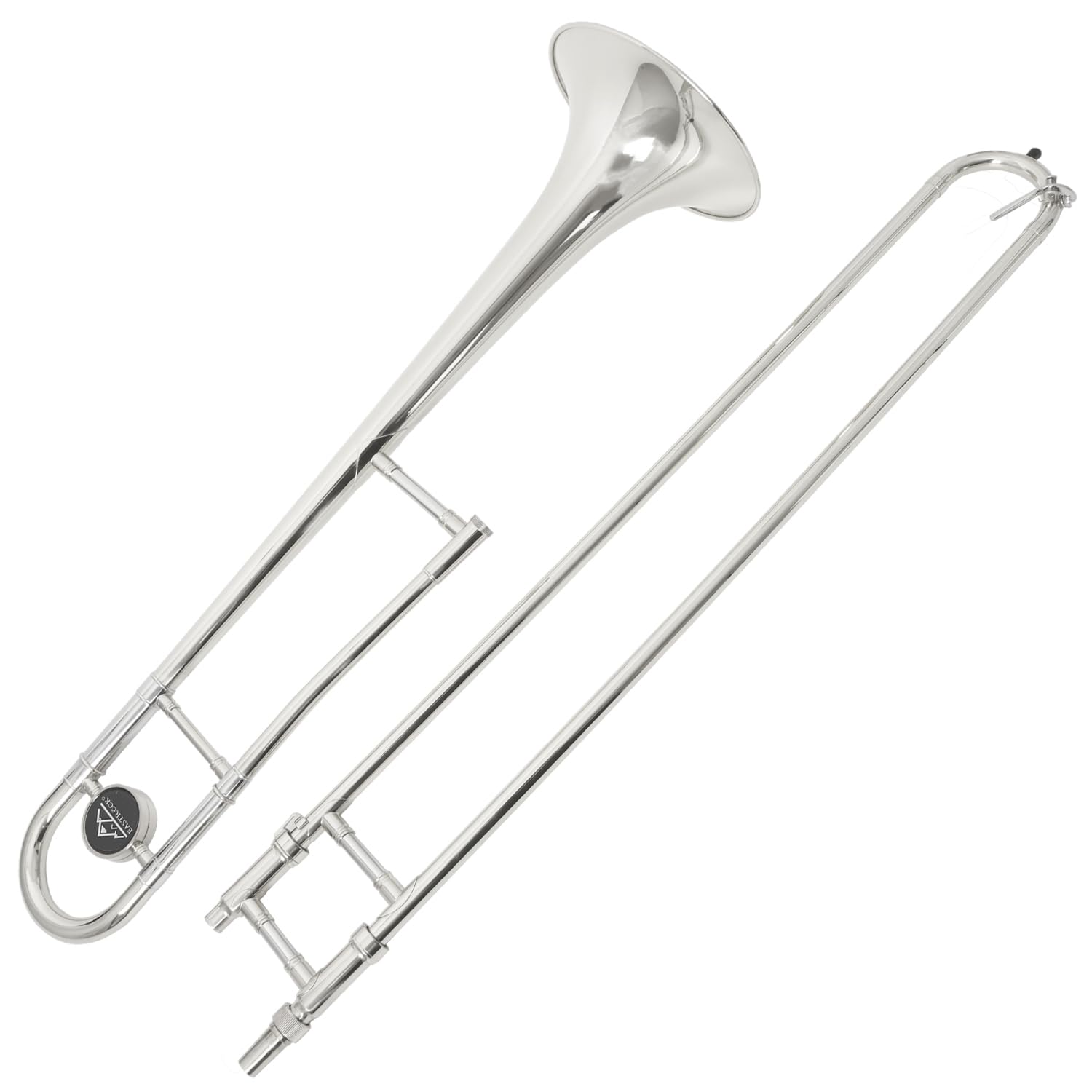 EASTROCK Bb Tenor Slide Trombone, B Flat Brass Plated Trombone Instrument for Beginners Students with Hard Case, with Mouthpiece, White Gloves (12.5mm/200 mm), Golden