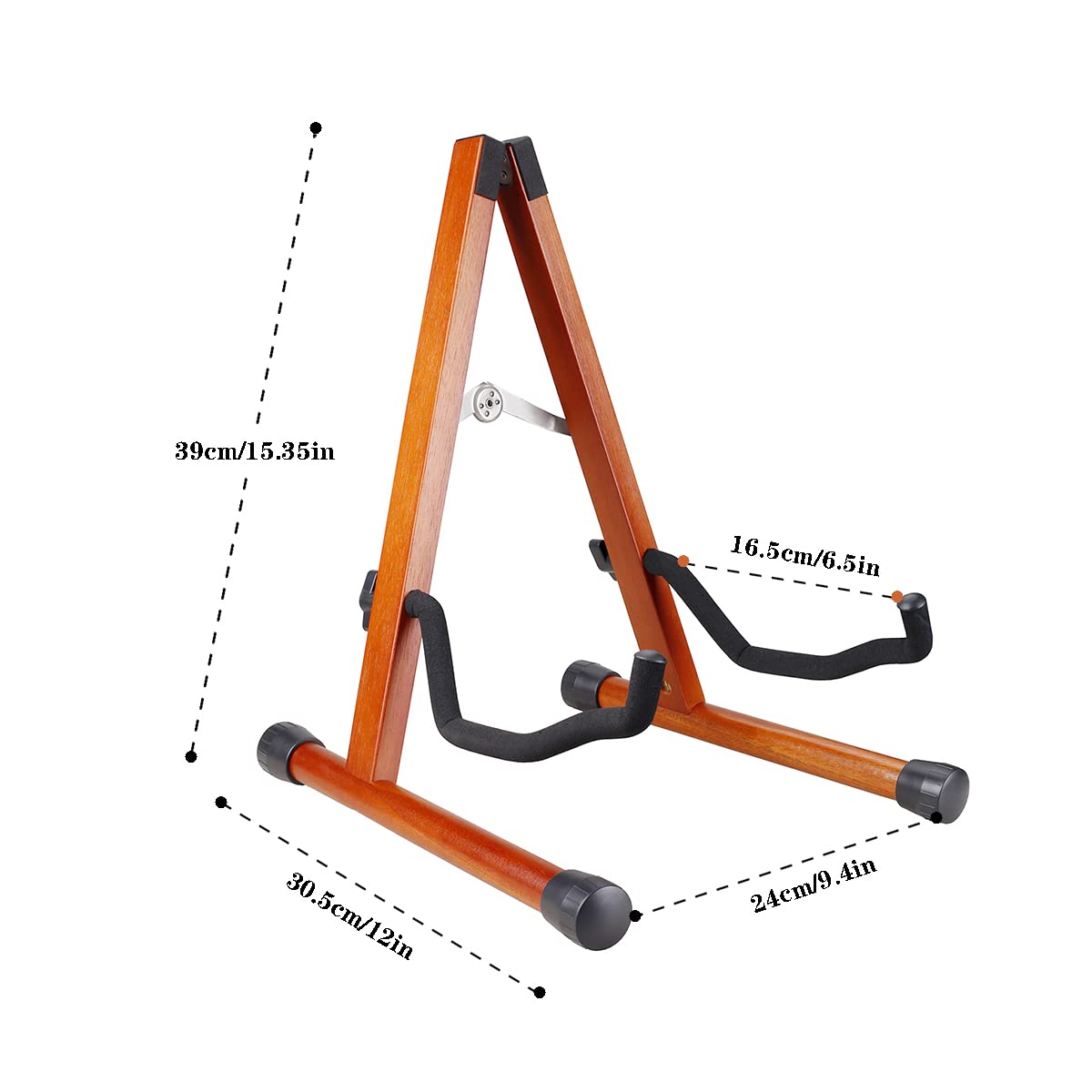 KingPoint Guitar Stand, Guitar Floor Stand, Acoustic Electric Wooden A Frame Folding Guitar Holder Adjustable for Bass, Cello, Mandolin, Banjo, Ukulele (Acacia)
