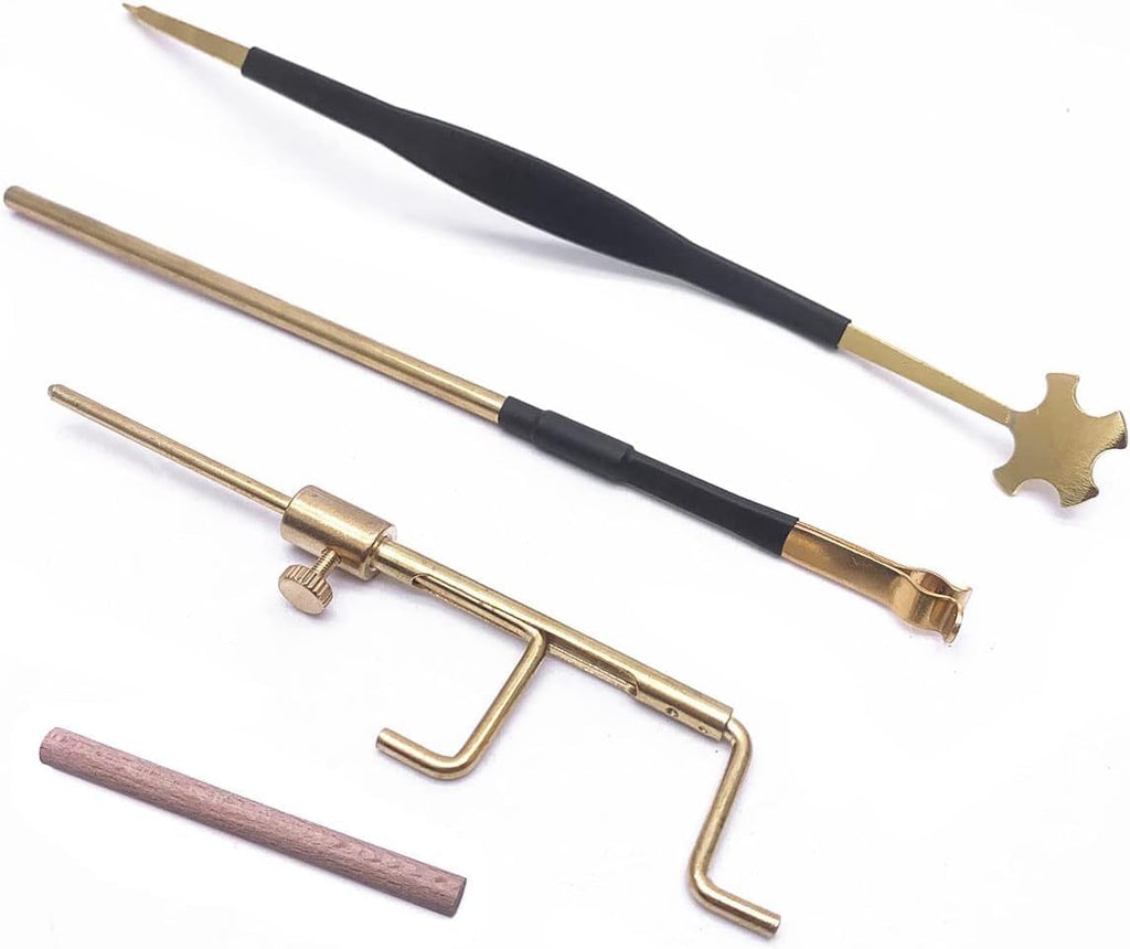 14 Pieces Violin Luthier Install Repair Tool Kit with Template Gauge, String Lifter, Maple Bridge, Sound Post Gauge, Retriever Clip, Setter, Velvet Storage Bag Violin Parts & Accessories