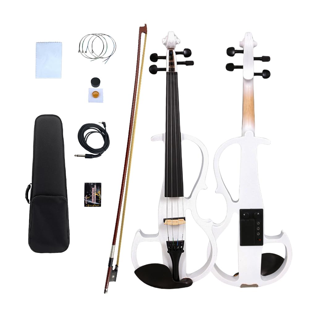 Vetimobato 16 Inch Silent Electric Viola Set- Solidwood Body with Ebony Fittings Metallic Coating Full Viola Set for Beginner Practice Professional Performance and Studio Recording (Blue, 4 String)