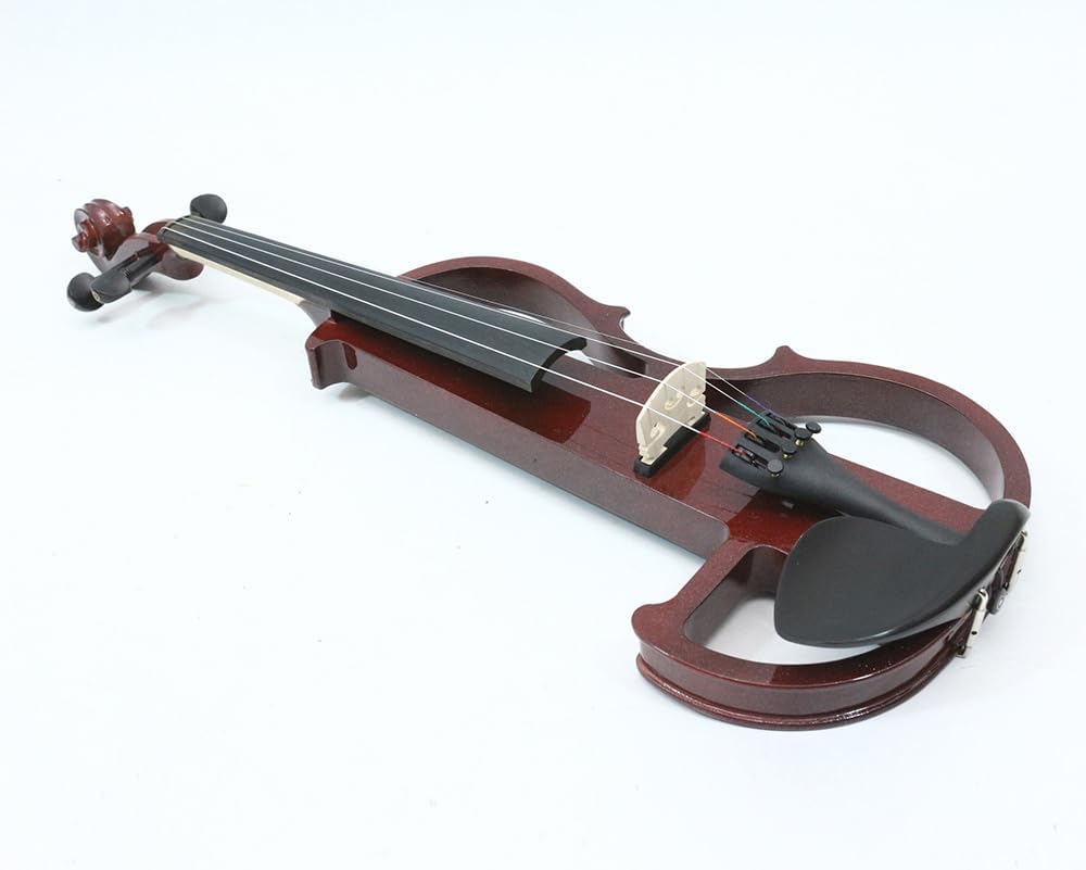 Vetimobato Electric Violin 4/4 Full Size Solid Wood Silent Violin Set for Adults Beginner Practice Electric Fiddle with Ebony Fittings Hard Case & Bow(4 String White)