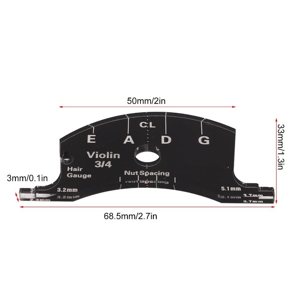 Violin Bridge Reference Tool, Acrylic Template for 4/4 3/4 | String Height Measurement, Pillow Width Check, Luthier Repair Use, 4/4 And 3/4 Violin Sizes, Portable Template