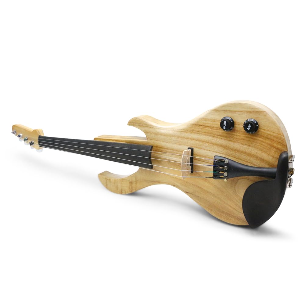 Vetimobato 16 Inch Electric Viola Set Full Size 5-String Solid Wood Practice Viola Kit with Ebony Fingerboard Include Hard Case Brazilwood Bow AUX Cable for Beginners & Adults (5 String Viola Bown)