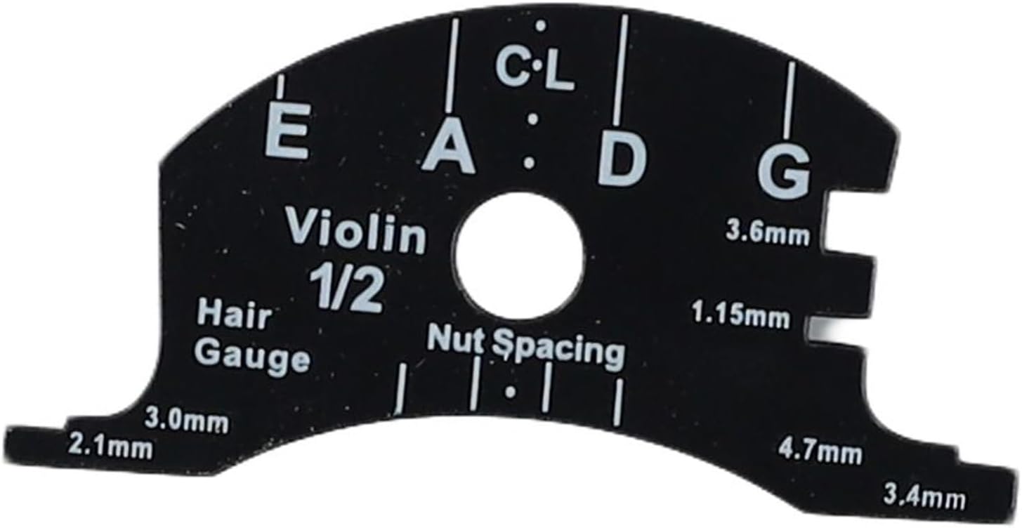 Violin For Bridge Template For Violin Cello Double Bass Multifunctional Luthier Tool For String Height Chord Distance Measurement And Repair Full Size Plastic Gauge Black(Violin 1/2)