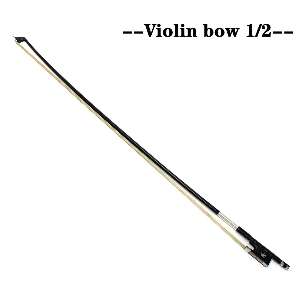 LIEKE Carbon Fiber Violin Bow 4/4 Full Size LightWeight Fiddle Bow (4/4 size, Black)