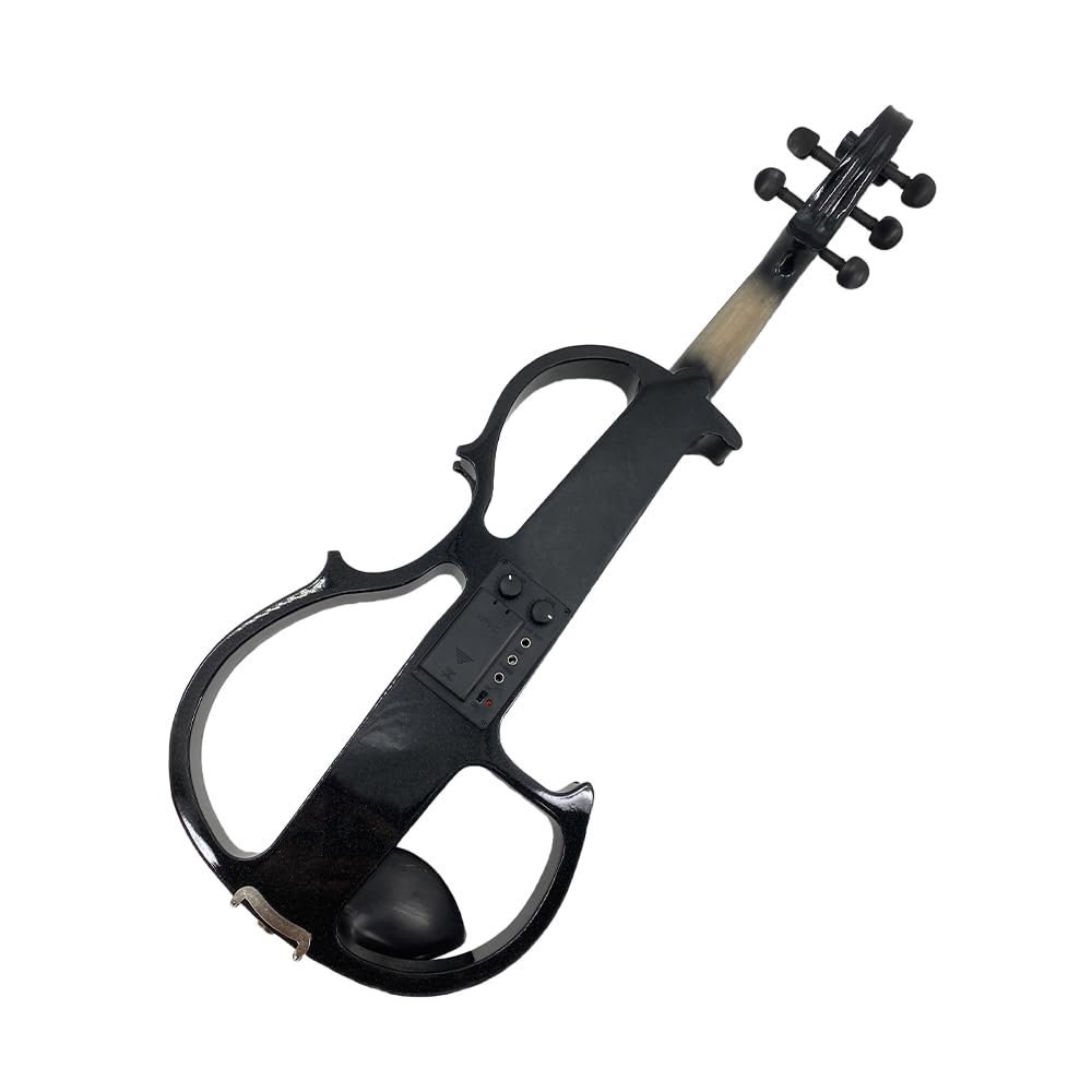 4 String Electric Viola Full 4/4 Size, Silent Practice Viola, Solid Wood Metallic Electric Violas with Ebony Fittings, Beginner Kit for Adults Teens (black)