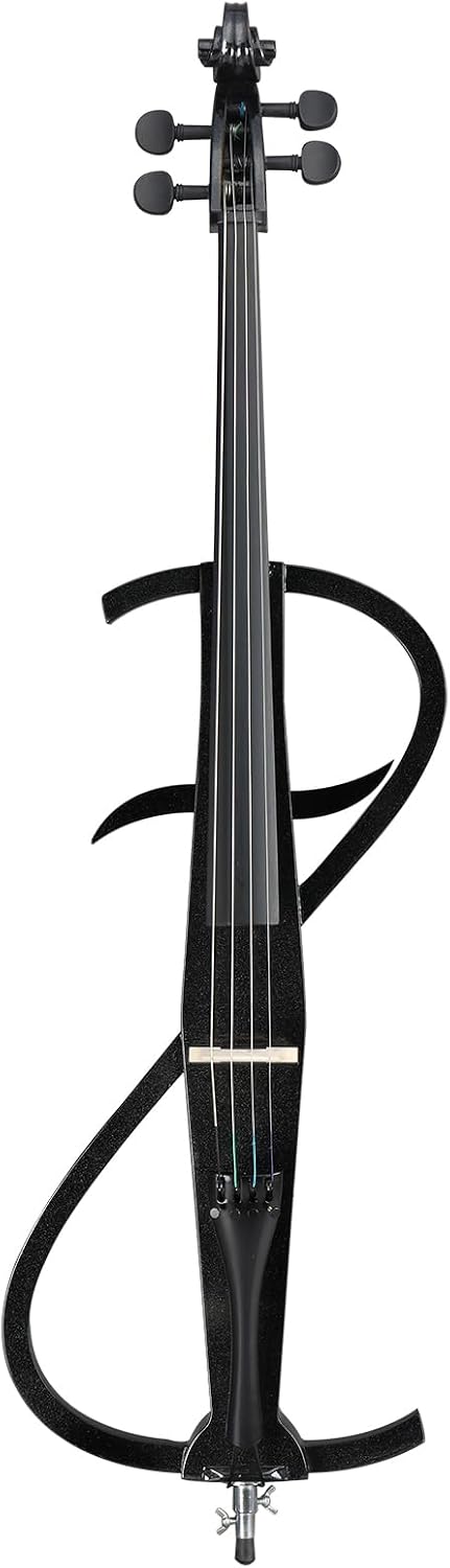 Full Size Electric Cello Kit for Adults,Beginners,Complete 4/4 Cello Set with Portable Bag, Bow, Rosin, Earphone and Connecting Line, S-shaped,Black
