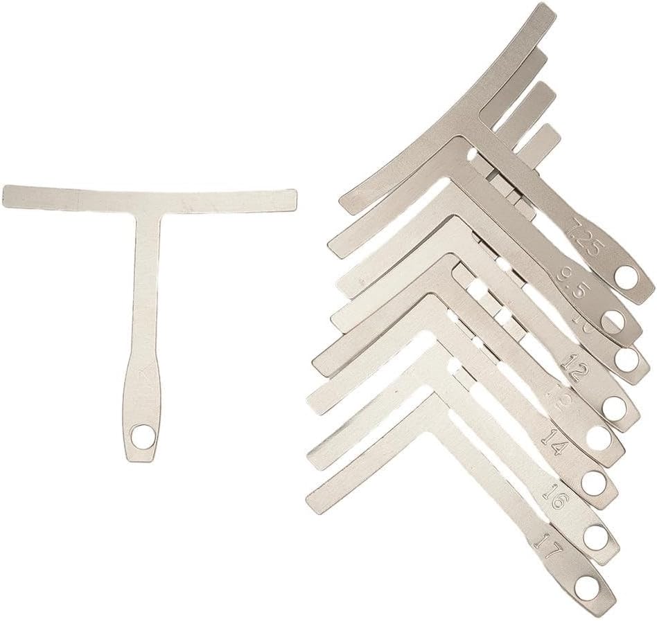 Guitar Radius Gauge Set 9-Piece Stainless Steel Fretboard Curvature Ruler with String Height Action Tool for Luthier Repair Silver