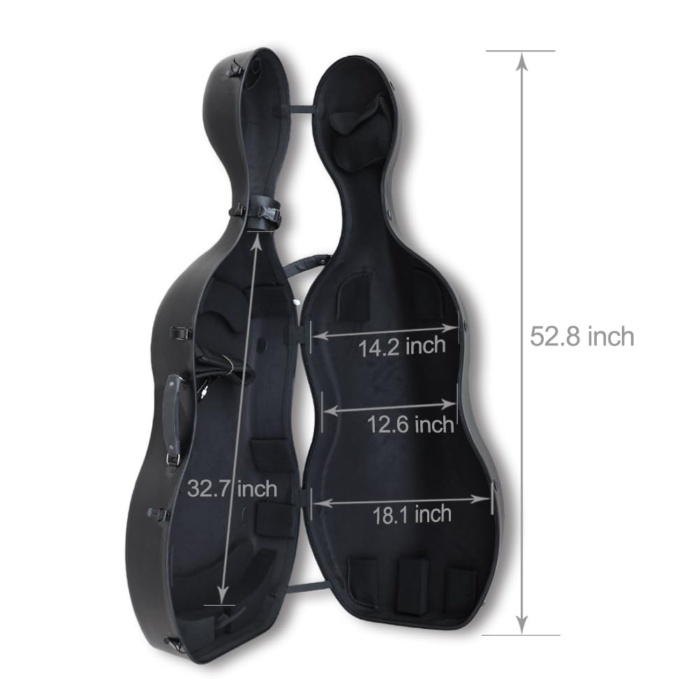 Cello Case 4/4 Carbon Fiber Ultra Lightweight Durable Hard Shell Professional Case with Wheels&Built-in Handles,Travel (pink)