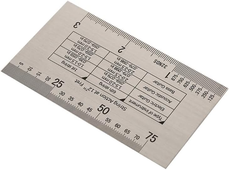 Guitar String Gauge Tool with Fret Protectors – Metal String Action Height Ruler for Guitar Bass Setup, Fretboard Maintenance and Polishing