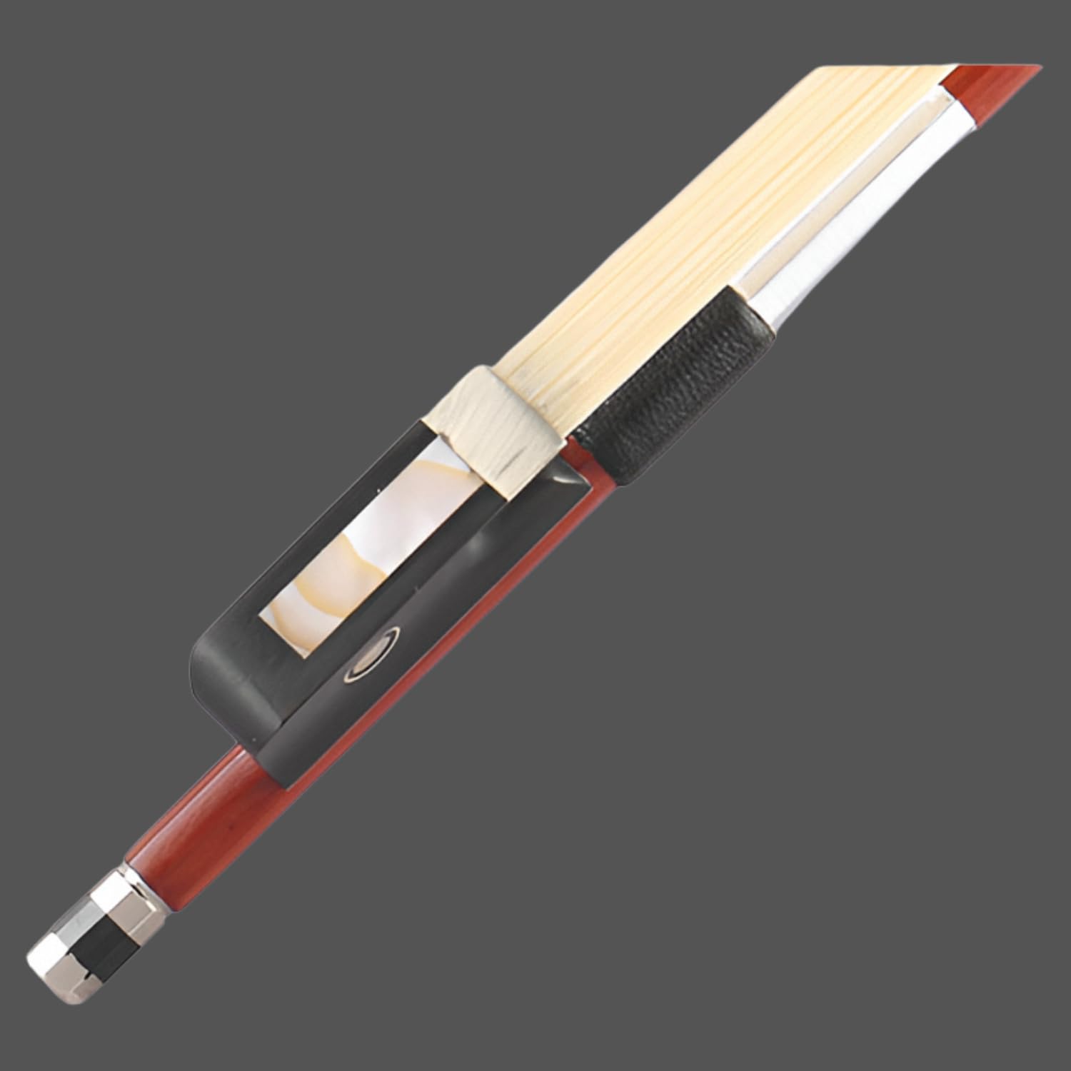 AMZZ Professional 1/2 Violin Bow – Brazilwood, Ebony Frog, White Horsehair, Handmade & Balanced for Students & Advanced Players