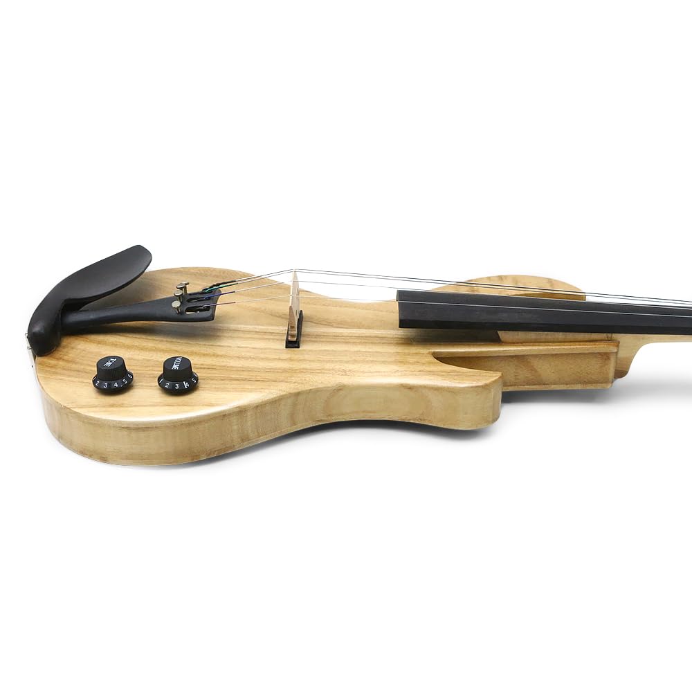 Vetimobato 16 Inch Electric Viola Set Full Size 5-String Solid Wood Practice Viola Kit with Ebony Fingerboard Include Hard Case Brazilwood Bow AUX Cable for Beginners & Adults (5 String Viola Bown)