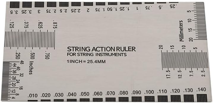 Guitar String Gauge Tool with Fret Protectors – Metal String Action Height Ruler for Guitar Bass Setup, Fretboard Maintenance and Polishing