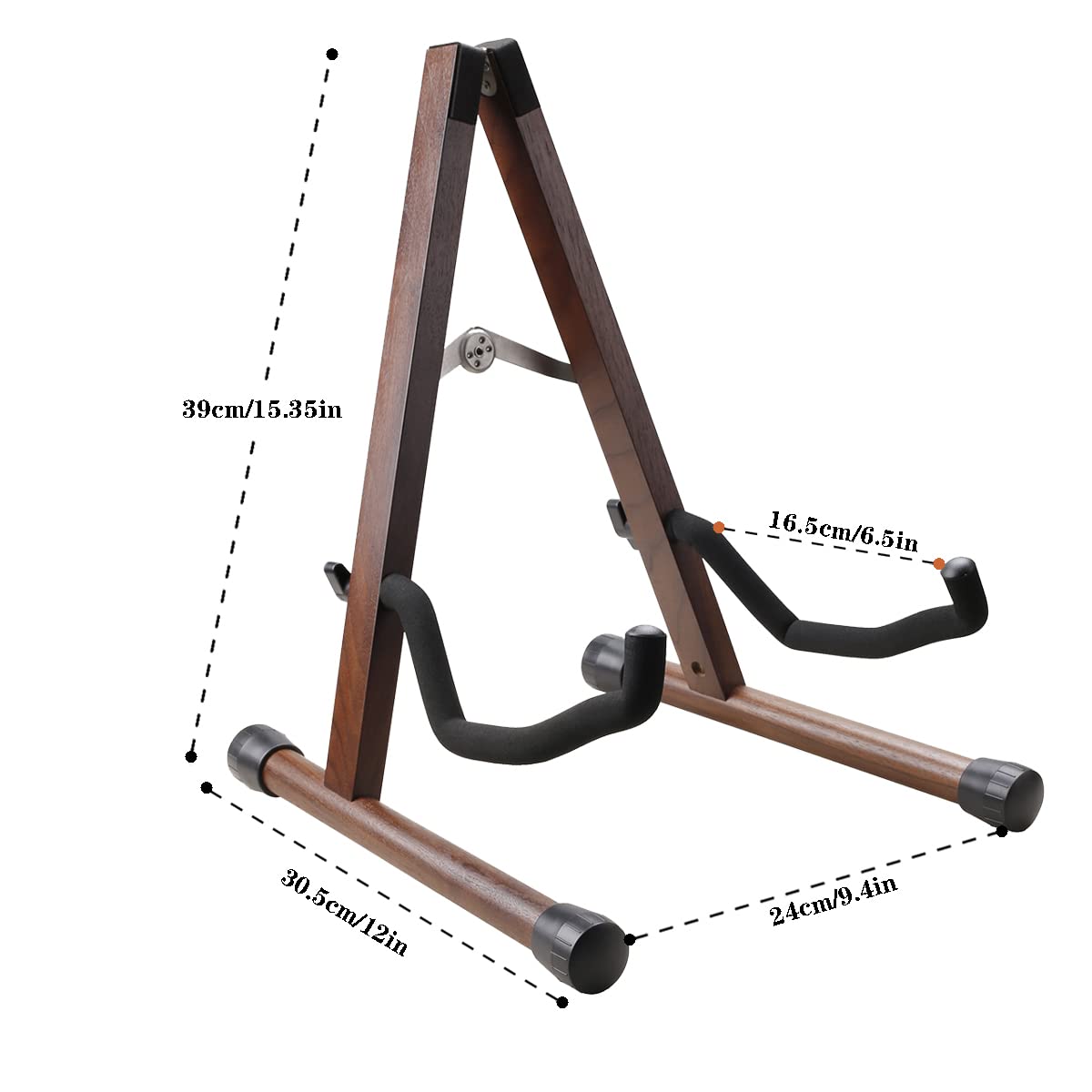 KingPoint Guitar Stand, Guitar Floor Stand, Acoustic Electric Wooden A Frame Folding Guitar Holder Adjustable for Bass, Cello, Mandolin, Banjo, Ukulele (Acacia)
