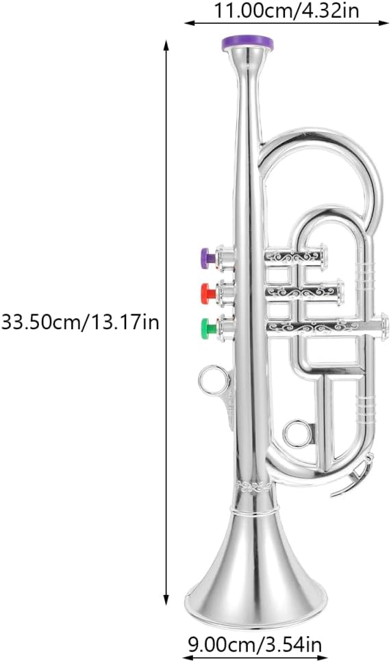 Toyvian Simulated Three-Tone Trumpet Toy for Kids Ages 3-12 Early Instruments Learning Tool Realistic Musical Instrument Model for Home and School Education