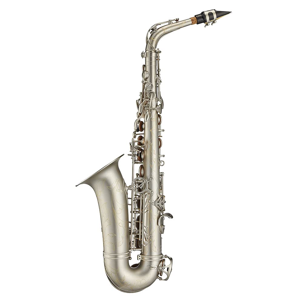 Antigua Winds PowerBell Professional Eb Alto Saxophone (Yellow brass/classic nickel plated/enlarged bell/new neck design/ergonomic design/hand engraving/ABS case)/WRAS4248CN