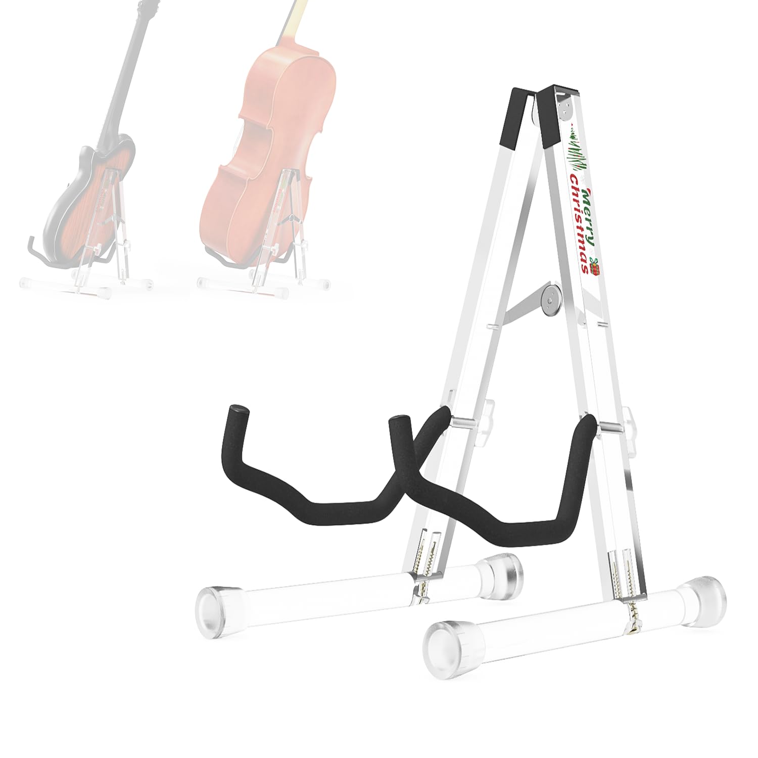 DIDA Guitar Stand, Acrylic Transparent Guitar Stand for Acoustic Guitar, Electric Guitar, Cello, Guitar Holder, Single Guitar Stand, Guitar Accessories (Merry Christmas, Electric Guitar/Cello/Bass)
