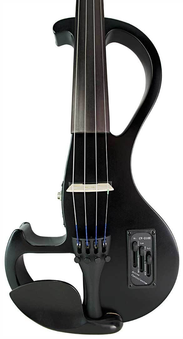Electric Violin Bunnel Edge Outfit 4/4 Full Size (Light Zebrano) — With Carrying Case and Accessories - Mini Amp - Headphone Jack - Piezo Ceramic Pick-up - from Kennedy Violins