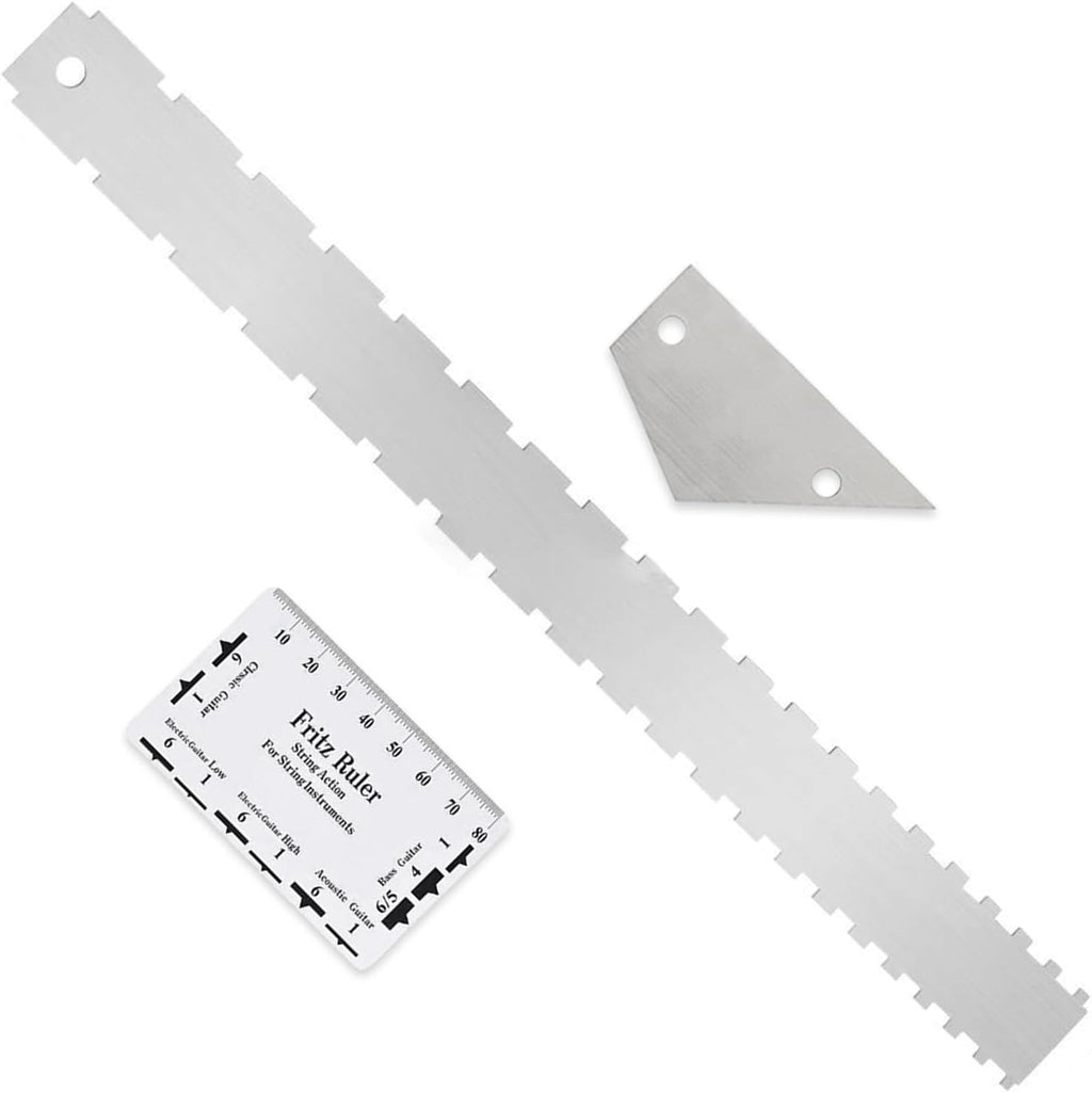 Set of 3 Guitar Tools,Notched Straight Edge Luthier Tools with String Action Ruler,Guitar Fret Tools for Guitar Neck and Fretboard Maintenance