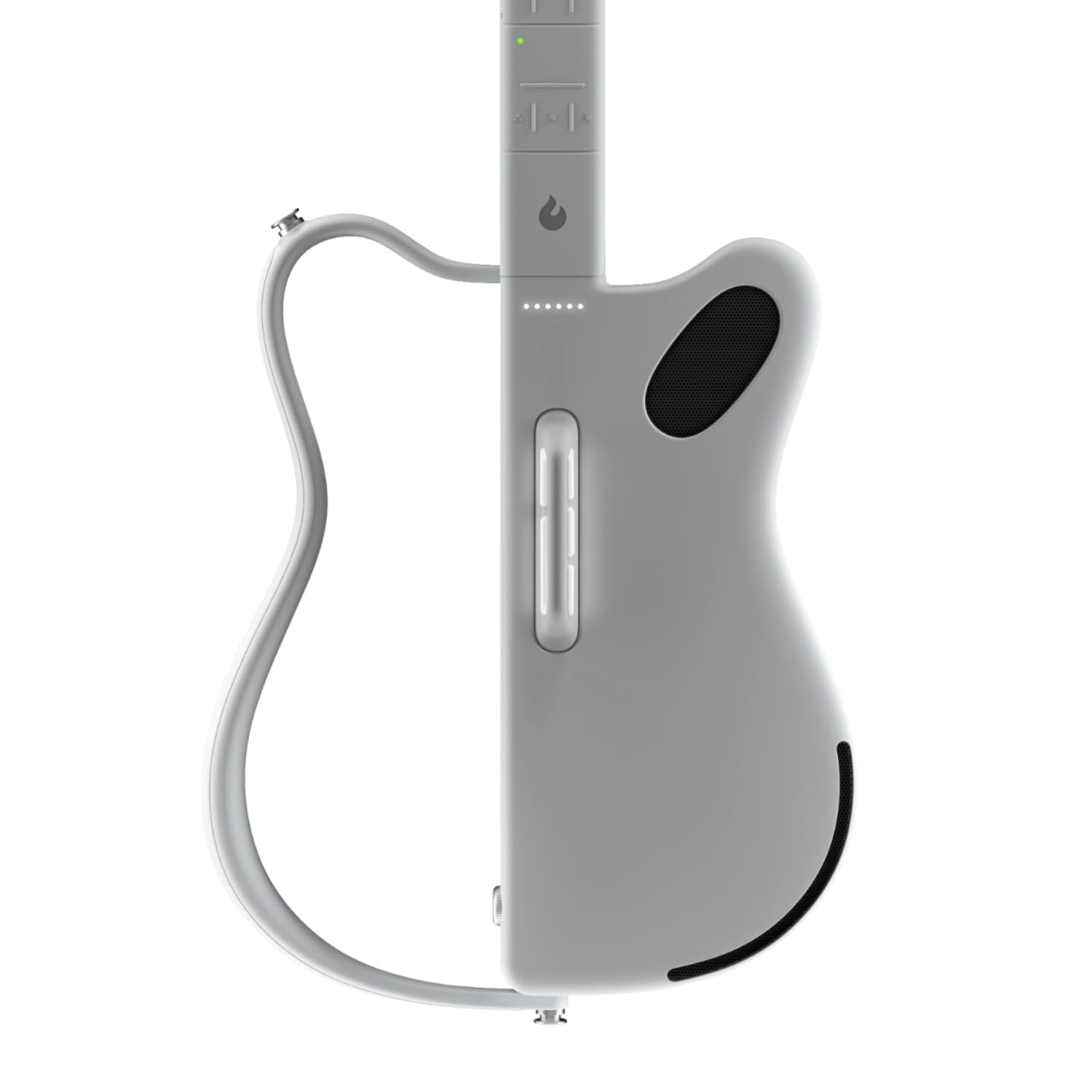 LAVA GENIE Stringless Smart Guitar, No Strings Attached, Hundreds of Instrument Presets, Onboard Speaker, Foldable, Detachable, White, 30.5 inch.