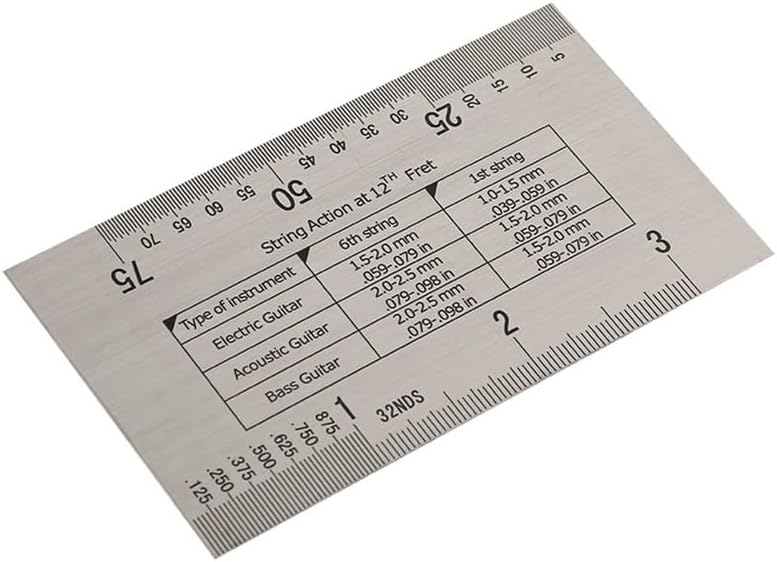 Guitar String Gauge Tool with Fret Protectors – Metal String Action Height Ruler for Guitar Bass Setup, Fretboard Maintenance and Polishing