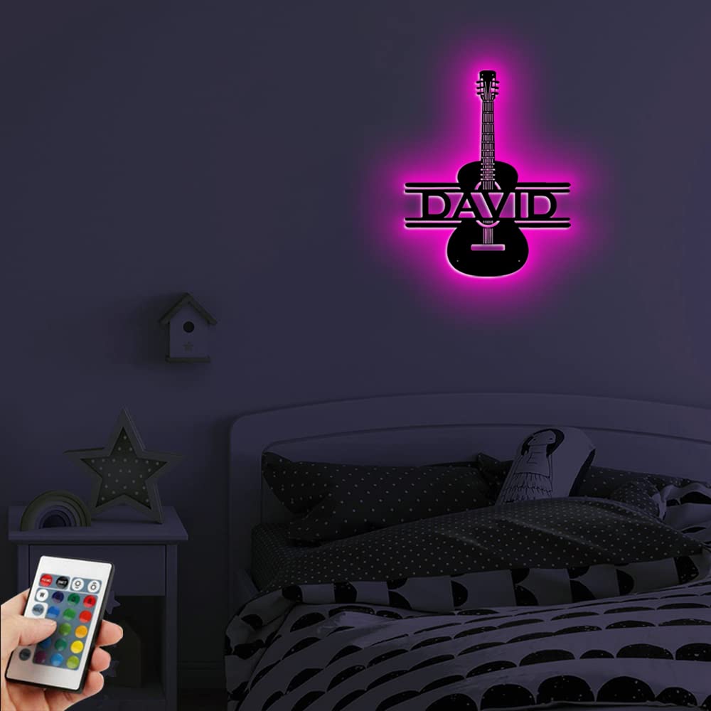 Personalzied Guitarist Name Wall Sign LED Lights Custom Cello Wall Art Music Neon Sign Electric Guitar Night Light Rock DJ LED Lamp Music Studio Plaque Musical Shed Name Plaque for Teacher