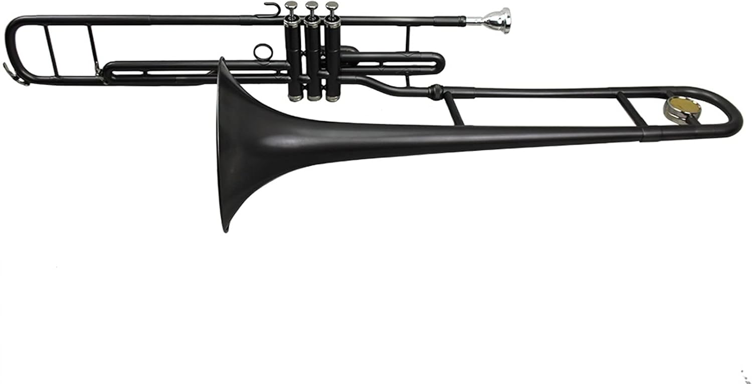 Standard Trombone, Matt Black Nickel, C Key Piston Valves, Brass Body, Trombone Valve