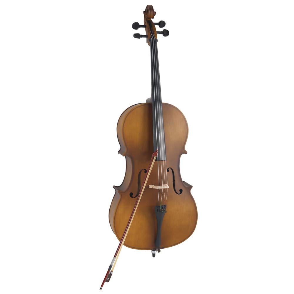Vasitelan Full-Size Cello, Beginner Cello 4/4, Acoustic Cello Kit with Portable Bag, Bow, Bridge, Rosin, String Musical Instruments (Black)