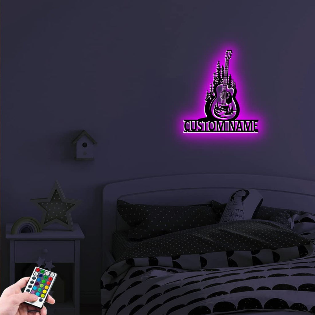 Personalzied Guitarist Name Wall Sign LED Lights Custom Cello Wall Art Music Neon Sign Electric Guitar Night Light Rock DJ LED Lamp Music Studio Plaque Musical Shed Name Plaque for Teacher