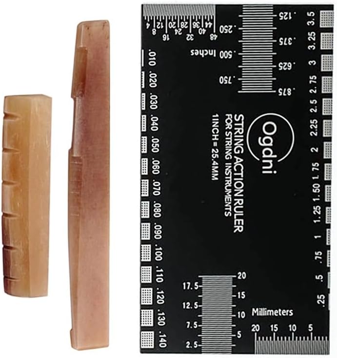 Guitar Action Gauge Ruler with Camel Bone Guitar Bridge Saddle and Nut Set