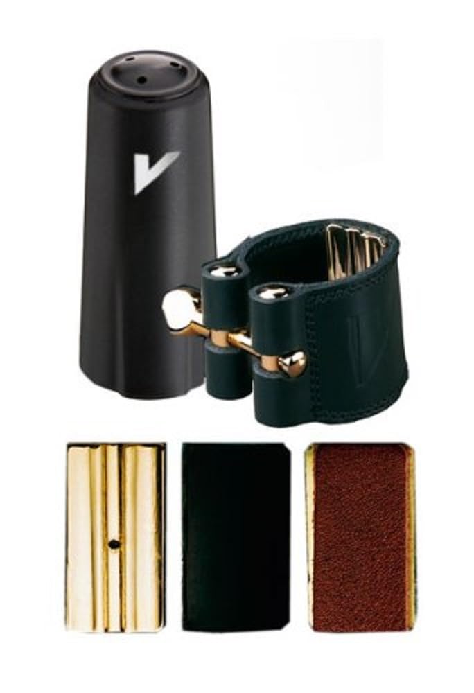 Vandoren LC29P Leather Ligature and Plastic Cap for Baritone Saxophone with 3 Interchangeable Pressure Plates