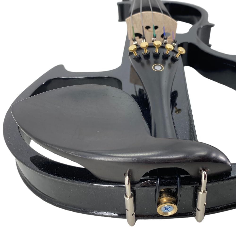 4 String Electric Viola Full 4/4 Size, Silent Practice Viola, Solid Wood Metallic Electric Violas with Ebony Fittings, Beginner Kit for Adults Teens (black)