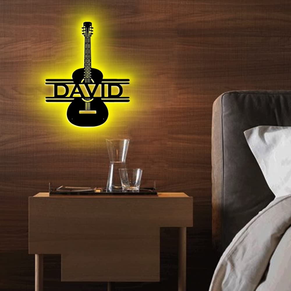 Personalzied Guitarist Name Wall Sign LED Lights Custom Cello Wall Art Music Neon Sign Electric Guitar Night Light Rock DJ LED Lamp Music Studio Plaque Musical Shed Name Plaque for Teacher