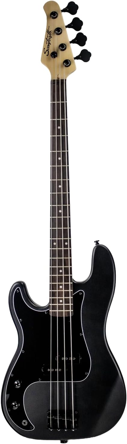 Sawtooth EP Series Alder Wood Satin Black Left-Handed Electric Bass Guitar