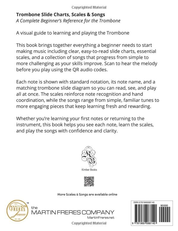 Trombone Slide Charts, Scales & Songs: A Complete Beginner’s Reference for Trombone