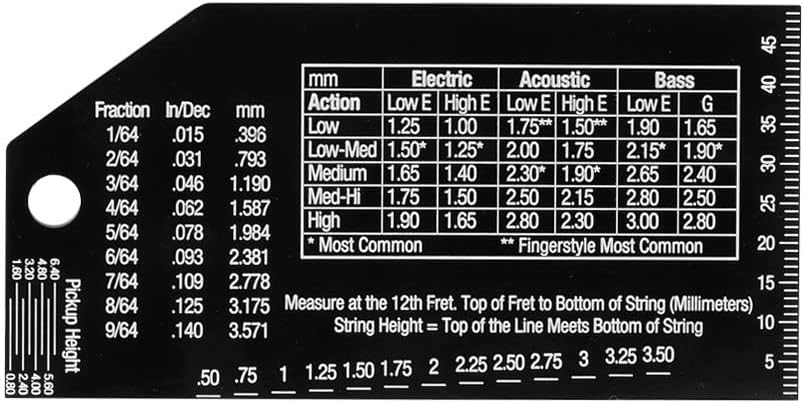 MusicNomad Truss Rod Gauge & String Action Gauge Combo Bundle (MN614) | Measures Neck Relief & String Action, Stainless Steel, Fret Rocker & Pickup Ruler Included