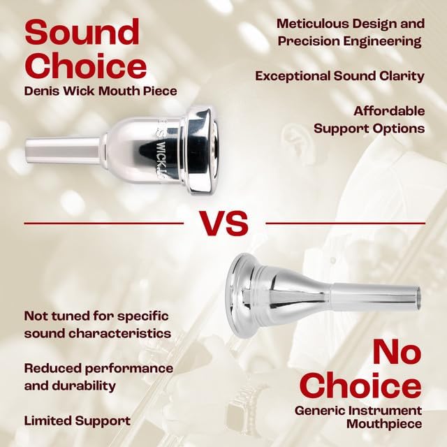 Denis Wick Heavytop Trombone Mouthpiece Silver-Plated, 6880-0AL - Crafted for Bold, Resonant Sound with Exceptional Clarity & Control - Heavy Mass Design for Peak Performance in Studio or Stage