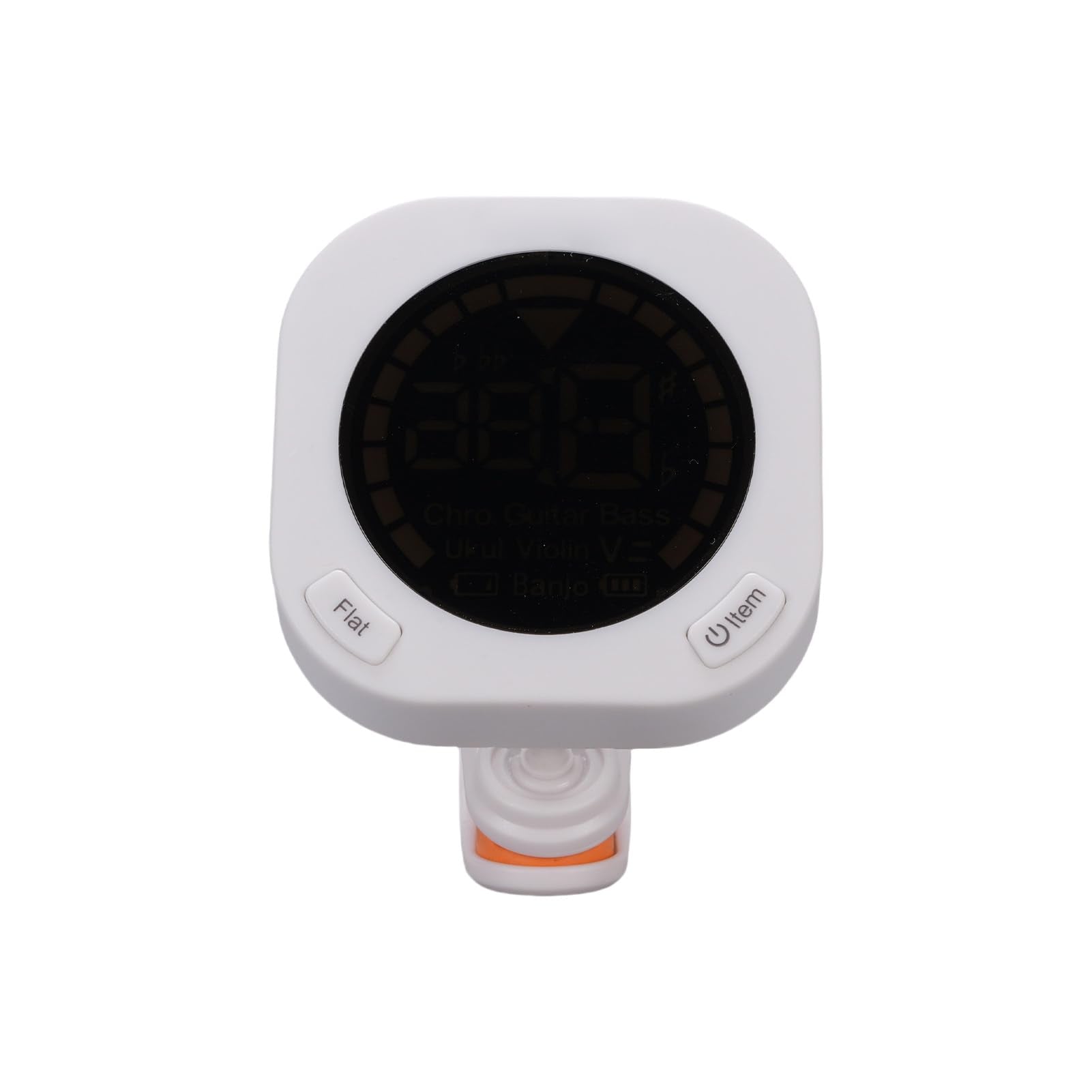 CHICIRIS Guitar Tuner Clip On, Chromatic Tuner with 360 Degree Rotatable Clip and Vibrant Color Screen, Rechargeable Battery, for Acoustic Electric Guitar Bass Violin Ukulele Viola Cello (White)