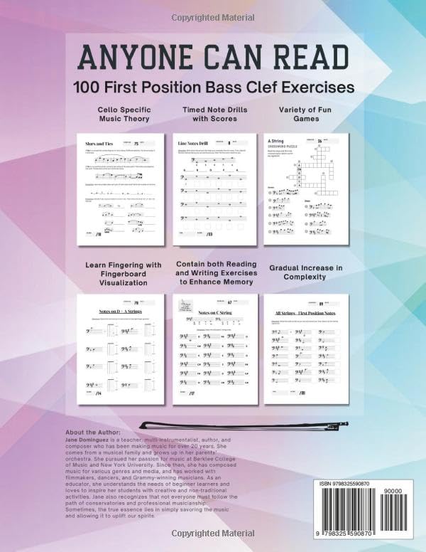 Note Reading Workbook for Cello - 100 First Position Exercises for Beginners: Timed Test, Music Theory, Notespeller Worksheet, Fingering Chart, ... Clef, Improve Sight Reading - Anyone Can Read