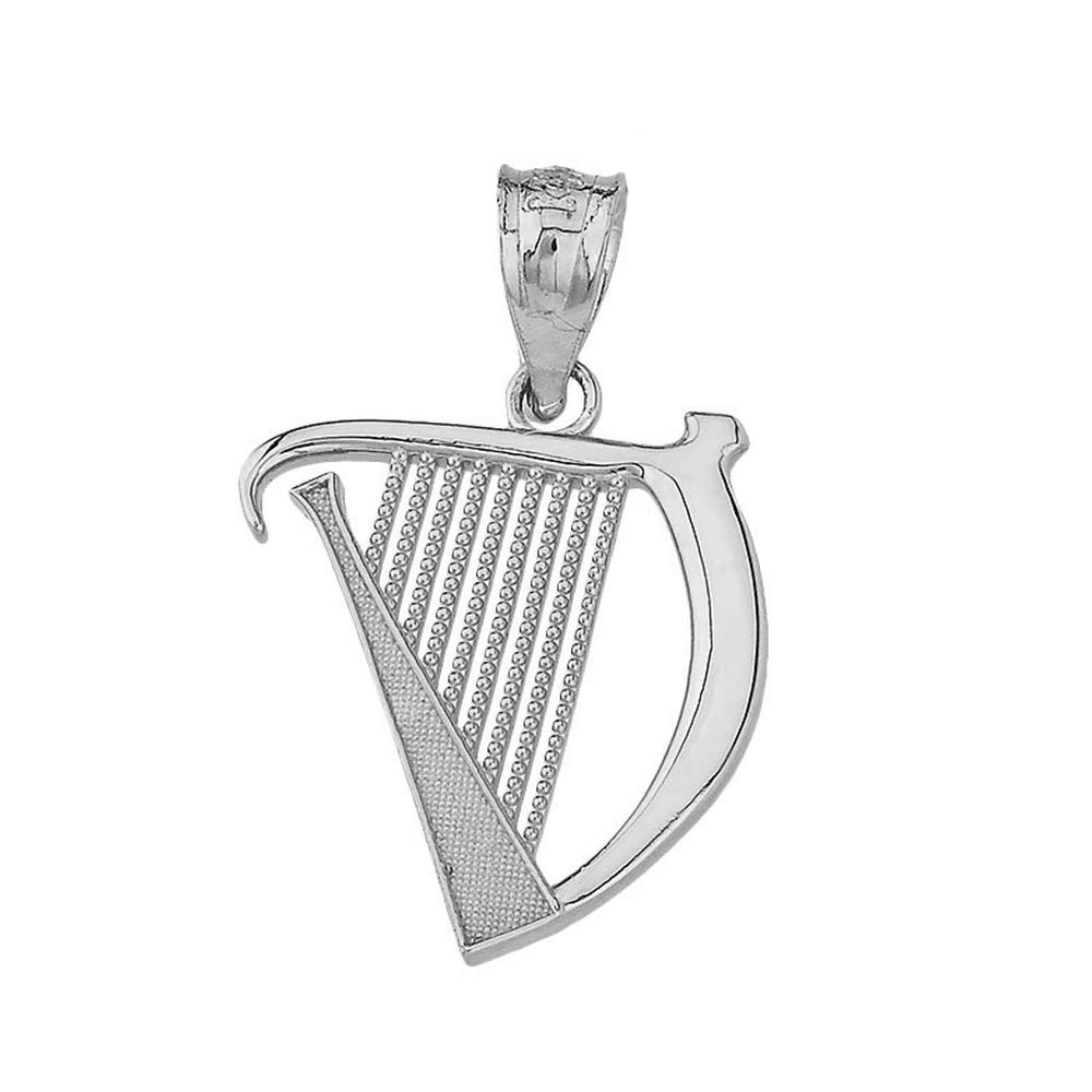 Certified 14k Gold Harp Musical Instrument Musician Charm Pendant Necklace