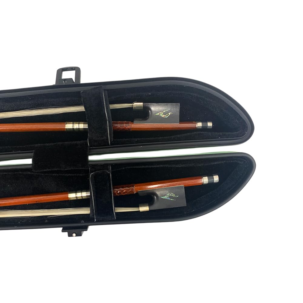 Violin Viola Cello Bow Case with Sturdy Handles,Lock Solid wood body Velvet lining Strong Light Hard (2 pcs bows)