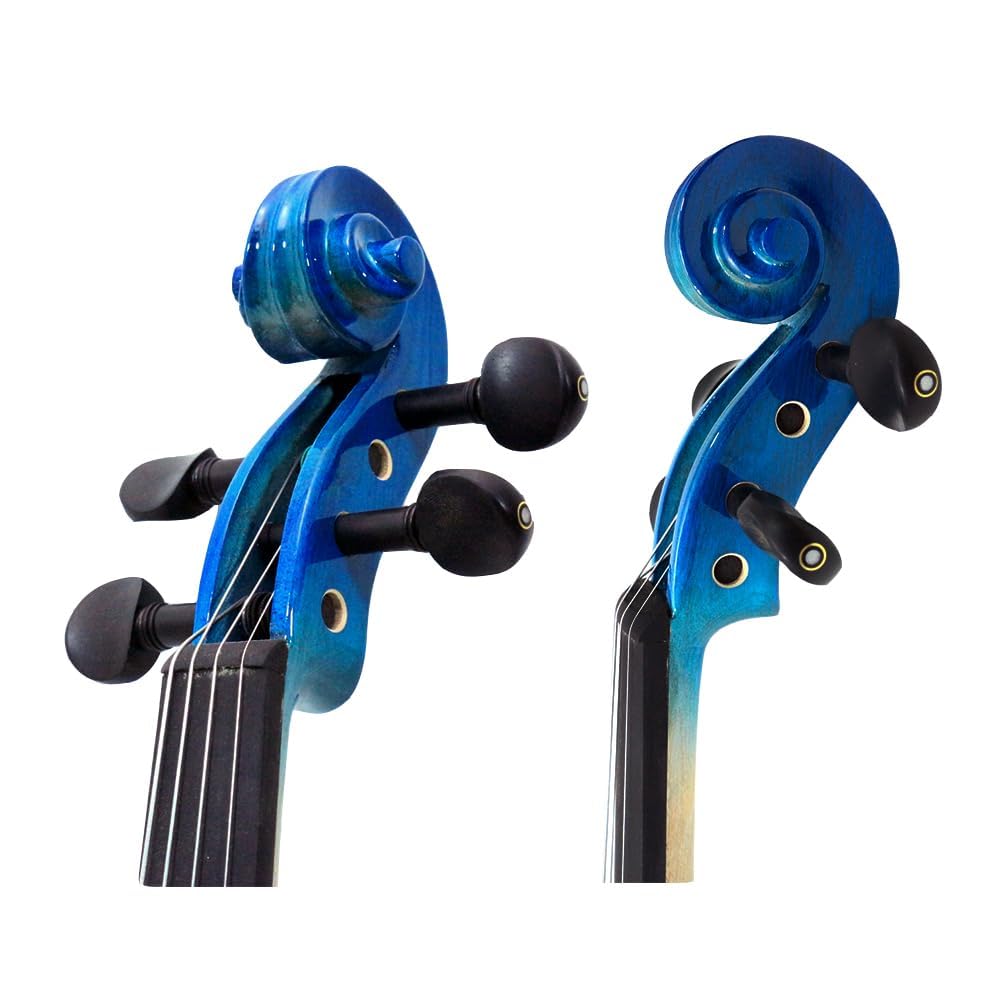 Vetimobato 16 Inch Silent Electric Viola Set- Solidwood Body with Ebony Fittings Metallic Coating Full Viola Set for Beginner Practice Professional Performance and Studio Recording (Blue, 4 String)
