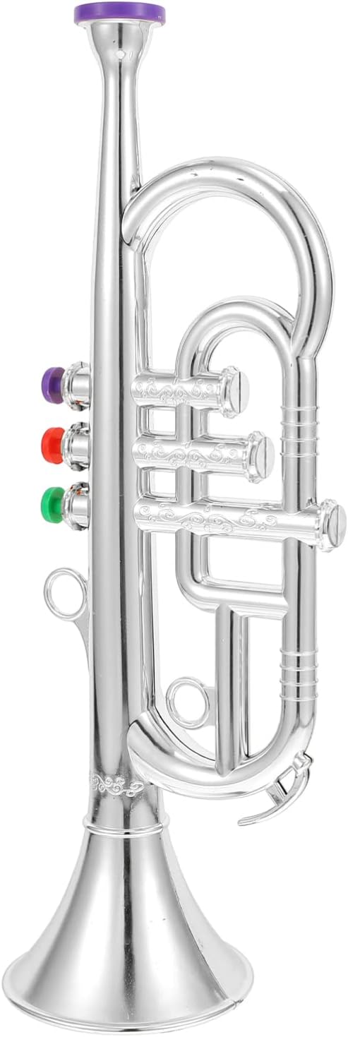 Toyvian Simulated Three-Tone Trumpet Toy for Kids Ages 3-12 Early Instruments Learning Tool Realistic Musical Instrument Model for Home and School Education