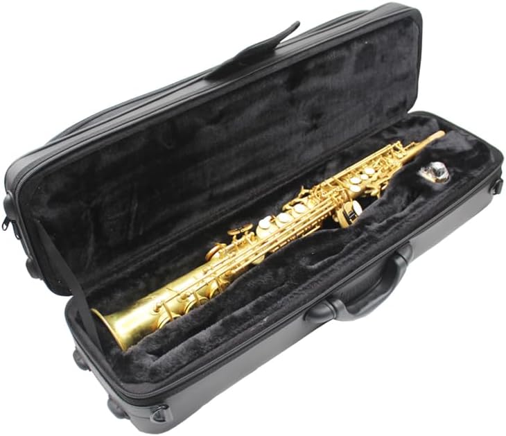 Eastern music black nickel plated straight soprano saxophone gold keys w/case