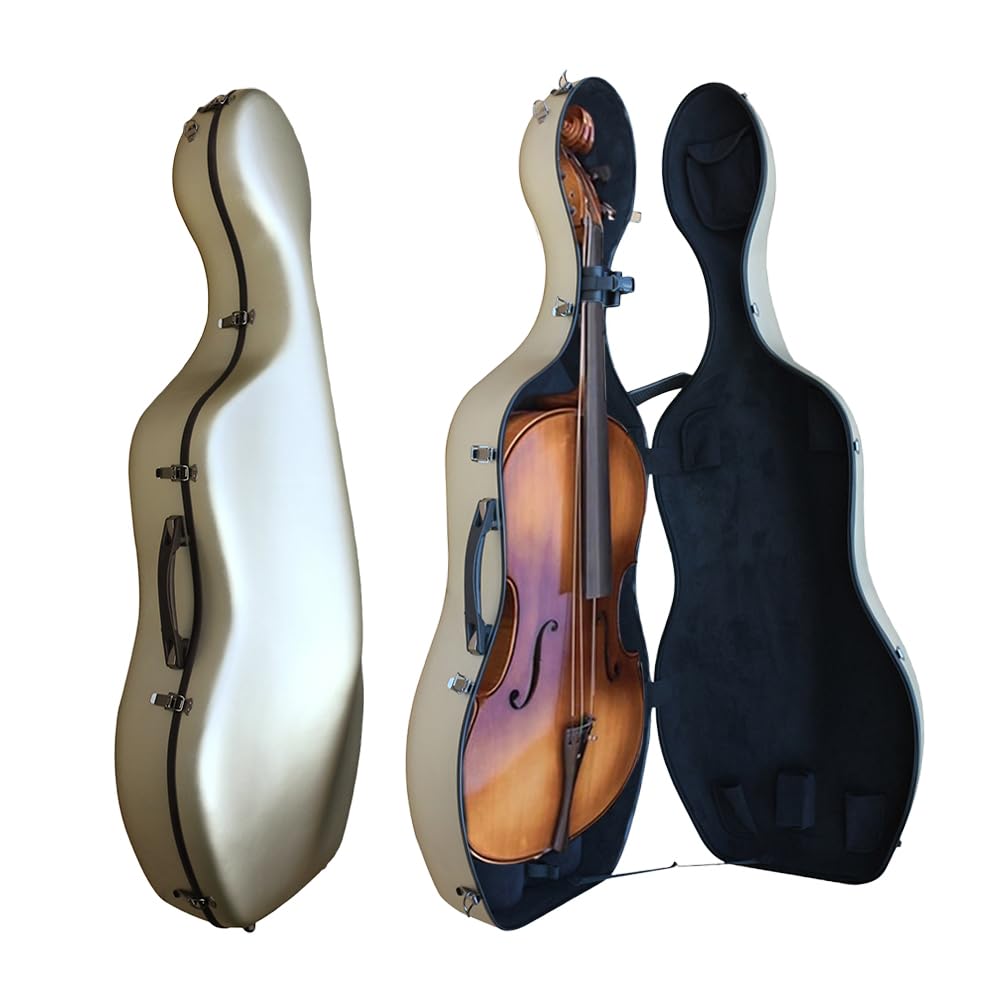 Cello Case 4/4 Carbon Fiber Ultra Lightweight Durable Hard Shell Professional Case with Wheels&Built-in Handles,Travel (pink)