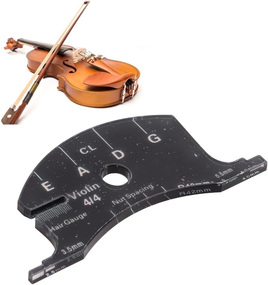 Violin Bridge Reference Tool, Acrylic Template for 4/4 3/4 | String Height Measurement, Pillow Width Check, Luthier Repair Use, 4/4 And 3/4 Violin Sizes, Portable Template