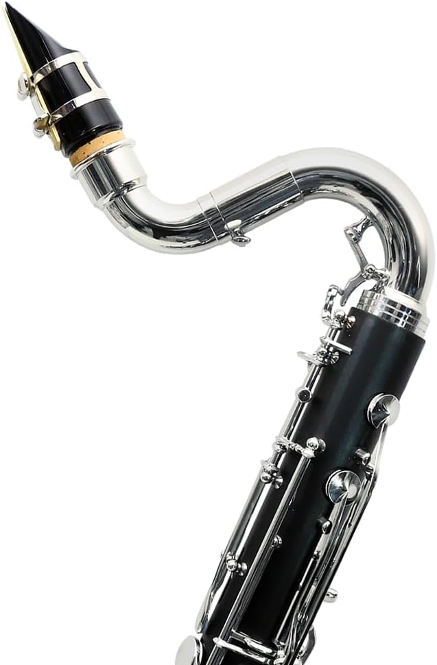 Yinfente ABS Bass Clarinet Kits for beginners Low C Bb Flat Clarinete Professional Silver Plated Keys Hard Case,Cleaning Kits,Gloves And Cork Grease