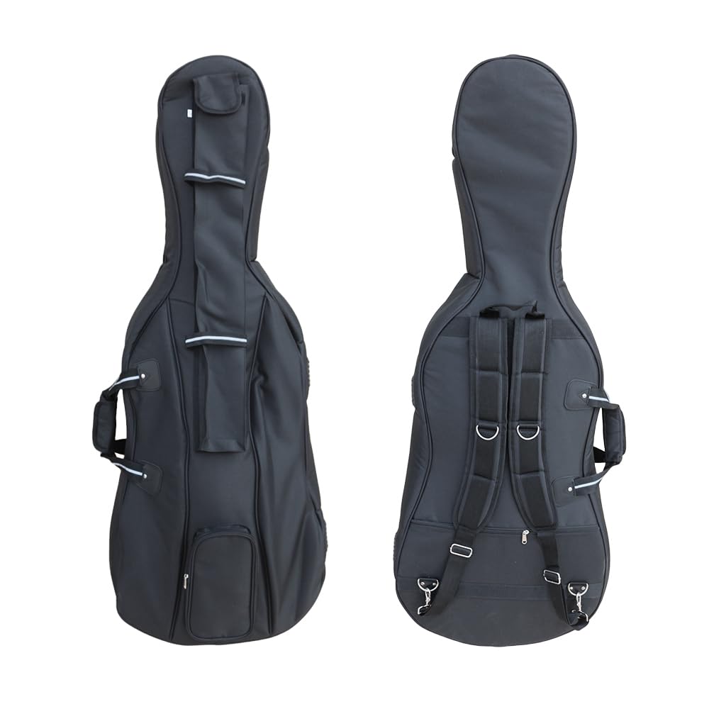 Lightweight 4/4 Cello Case Gig Bag with Padded Backpack Straps,Heavy Duty Waterroof for Classic Electric Cello with Double Handles & Accessory Pockets (gray)