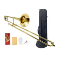 B flat Tenor Trombone, 0.5-Inch Bore, 8.07-Inch Brass Bell with Lacquer Finish, 12C Mouthpiece, Student & Beginner Slide Trombones with Case & Accessories